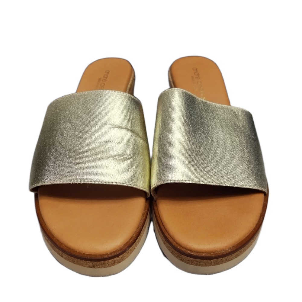 Andre Assous Nessie Wedge Slide Sandals Womens US 9 Brown Gold Comfort Slip On
